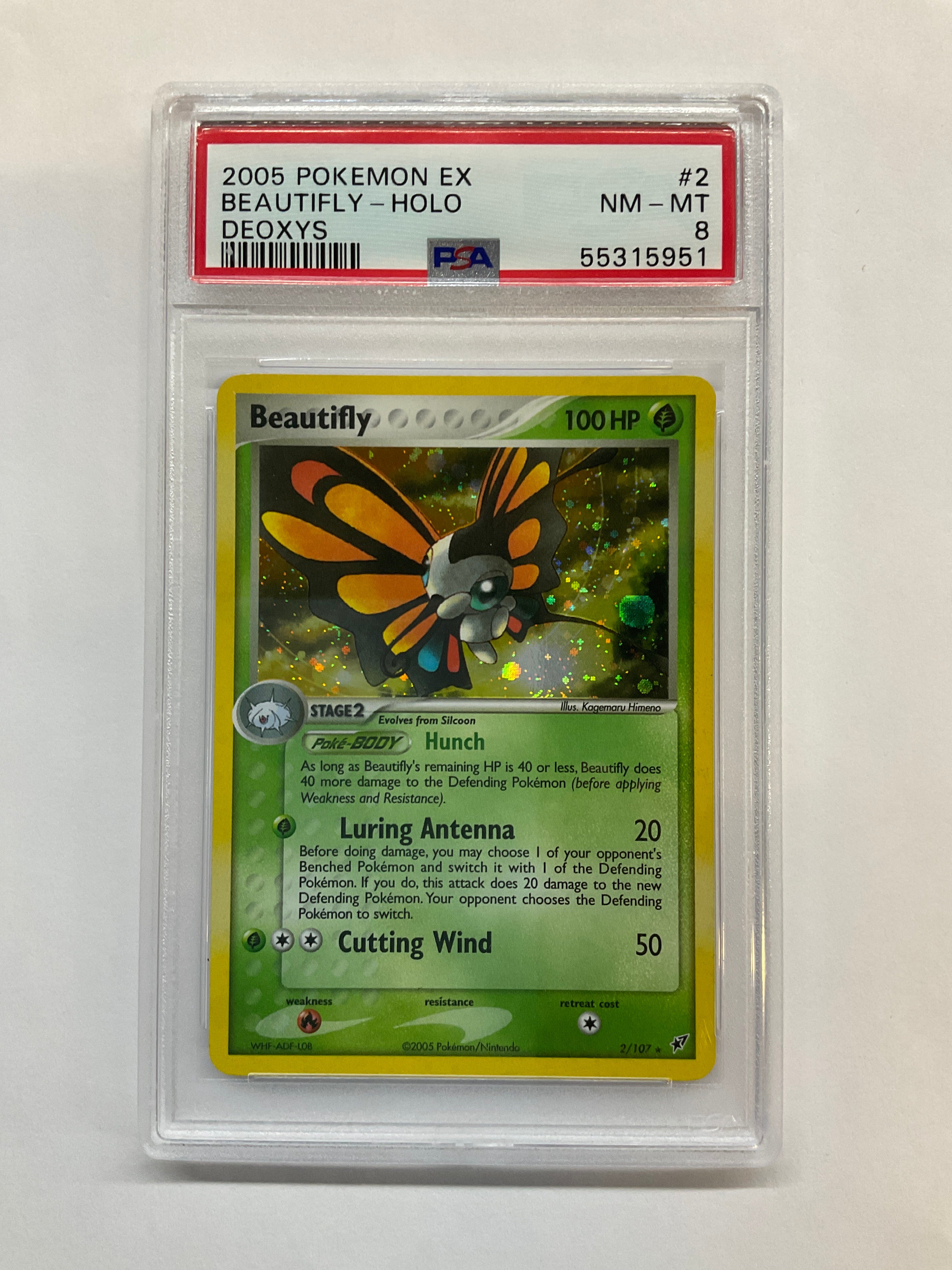 2005 Pokemon Deoxys Beautifly Holo 2 PSA 8