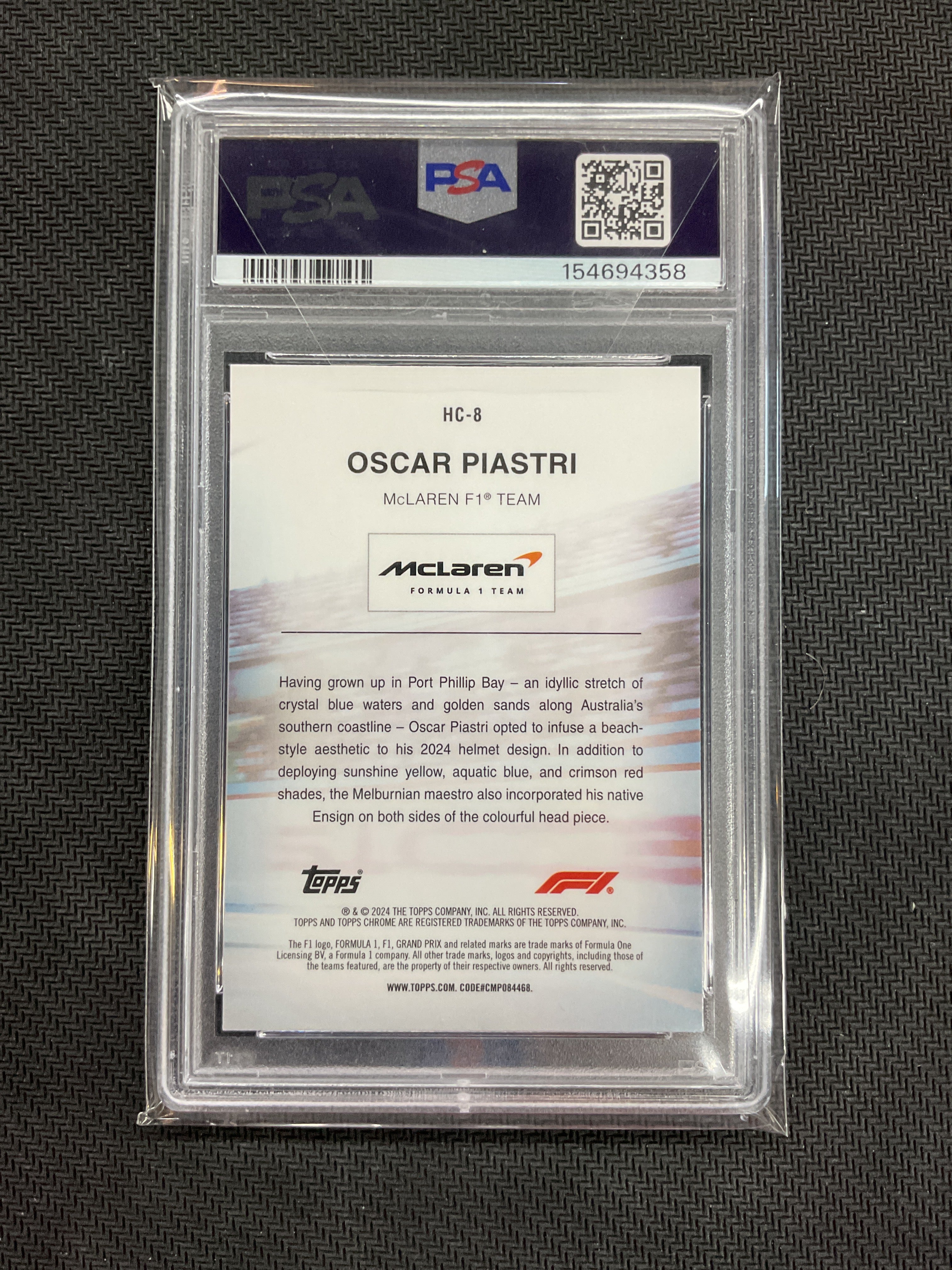 2024 Topps Chrome F1 Oscar Piastri Helmet Collection PSA 9 358