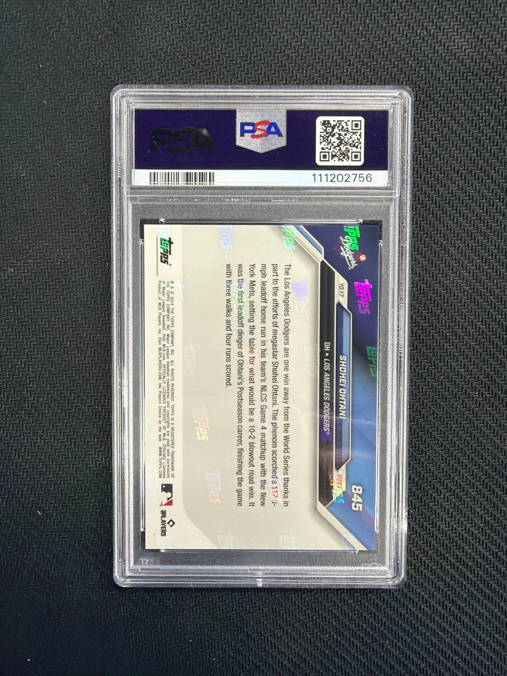2024 Topps Now Shohei Ohtani #845 PSA 10 Dodgers