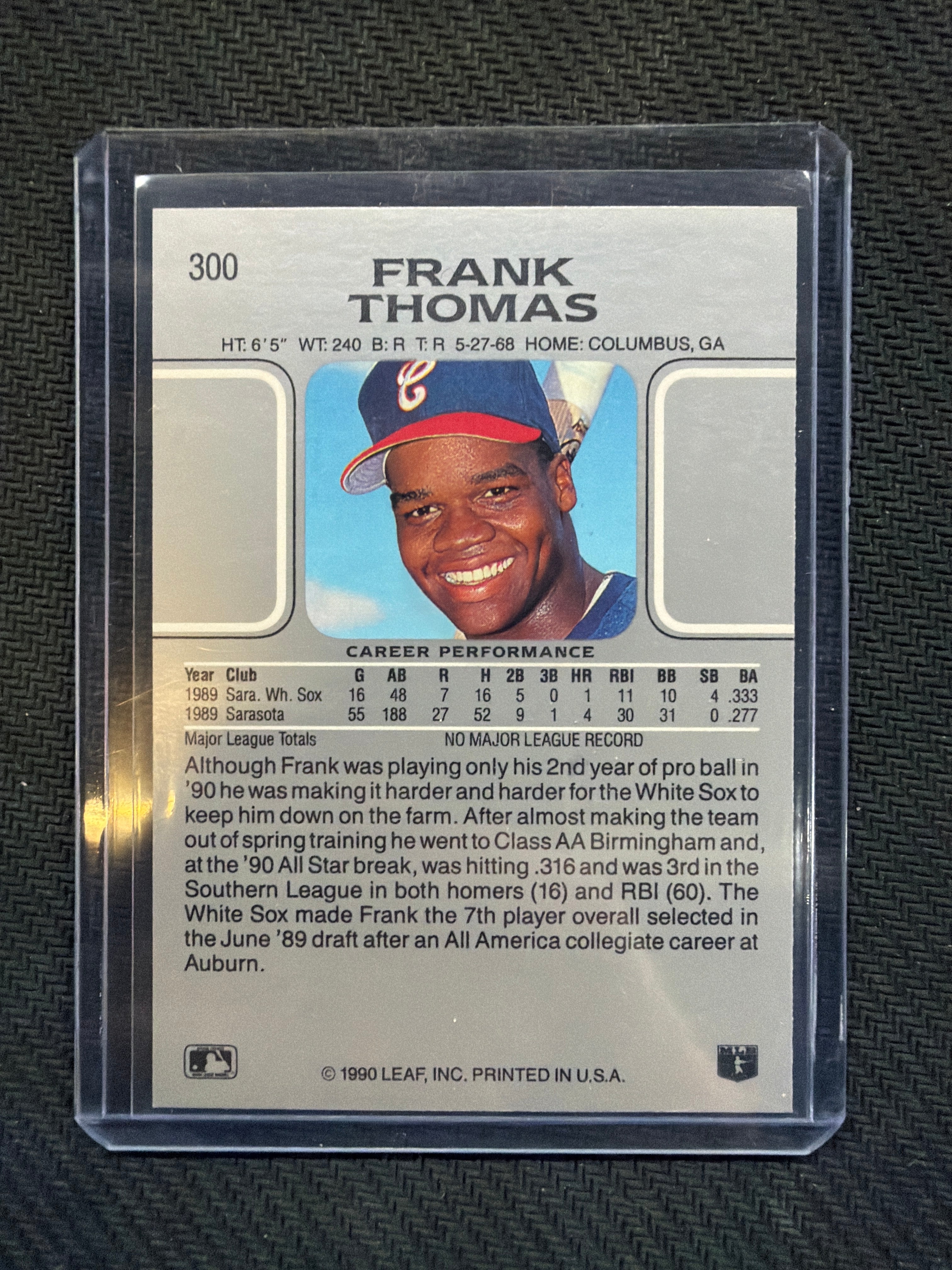 1990 Leaf Frank Thomas Rookie #300 White Sox