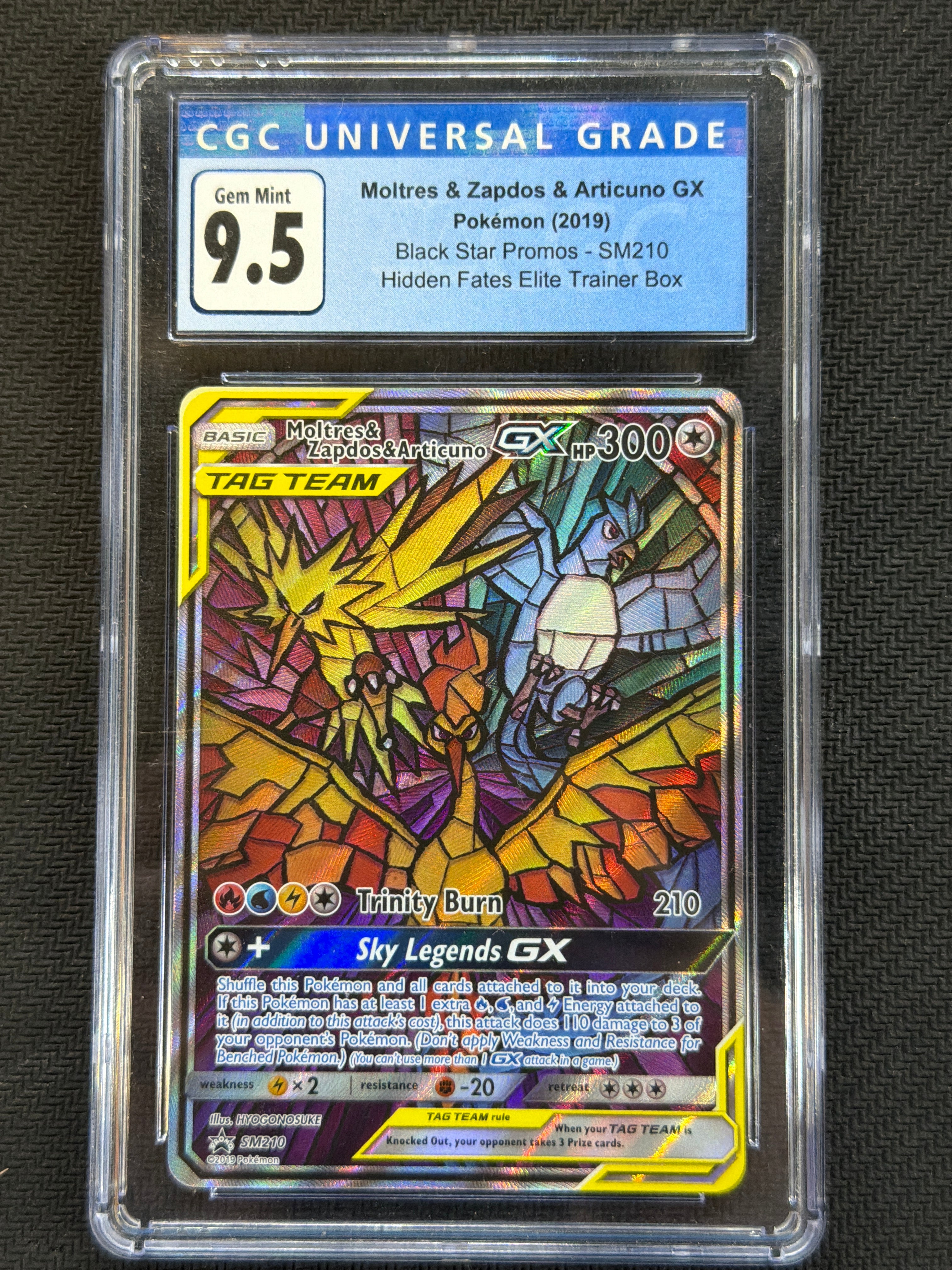 2019 Moltres, Zapdos, & Articuno SM210 CGC9.5 (Old Cert = CGC 10)