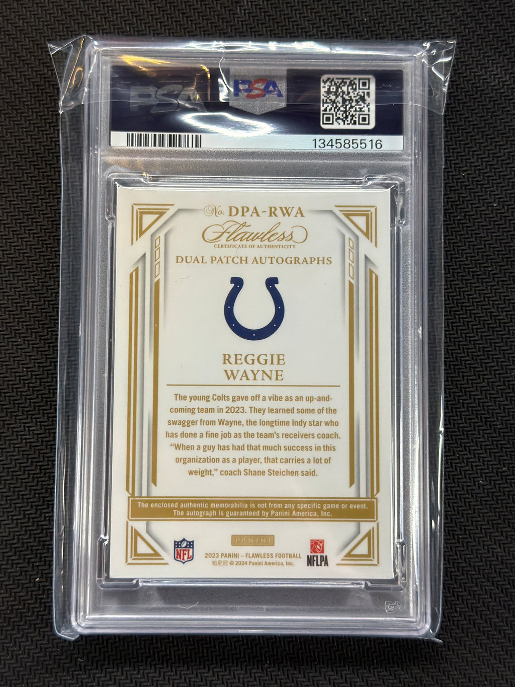2023 Flawless Reggie Wayne Dual Patch Auto /25 PSA 9 516