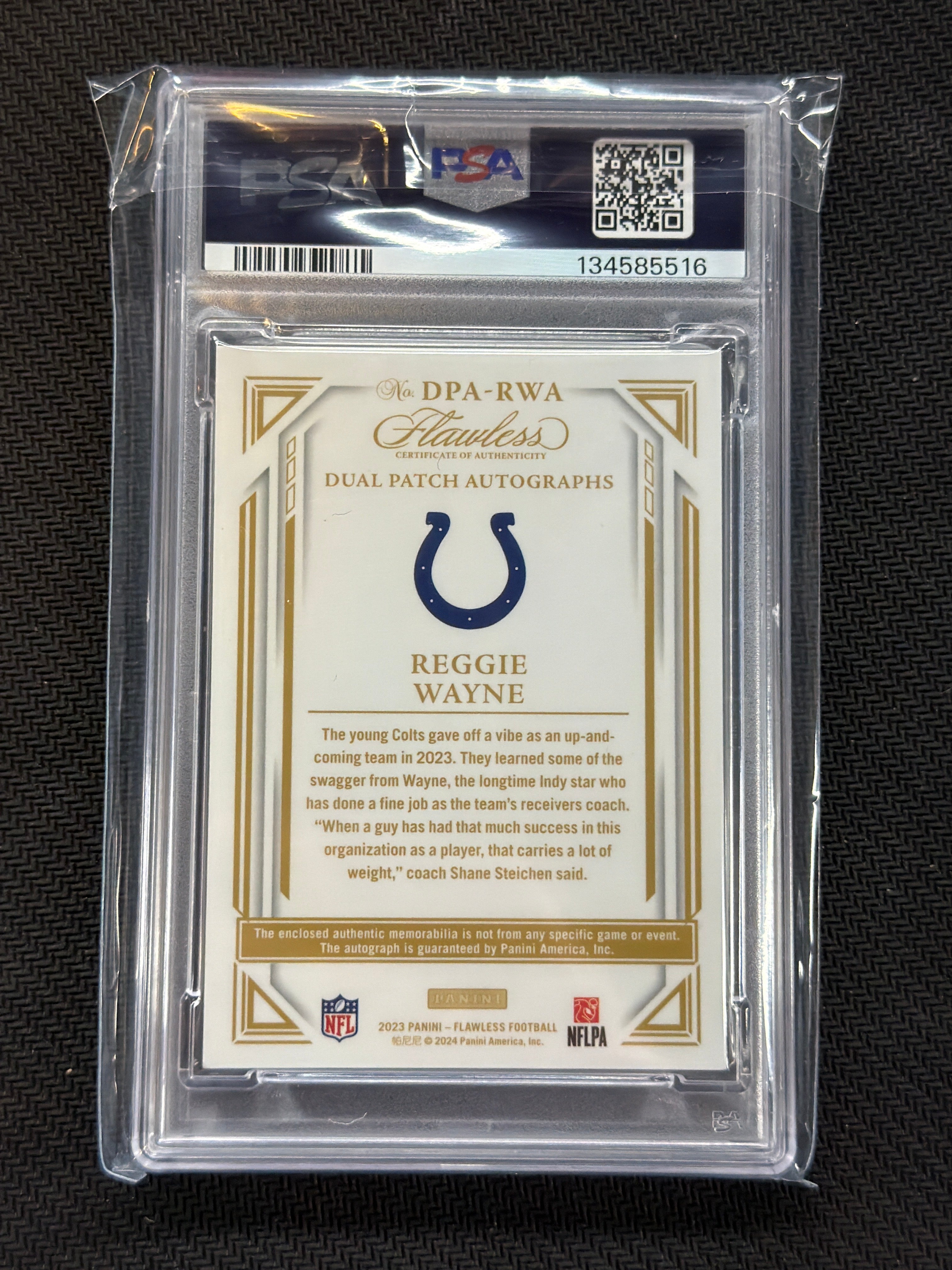 2023 Flawless Reggie Wayne Dual Patch Auto /25 PSA 9 516