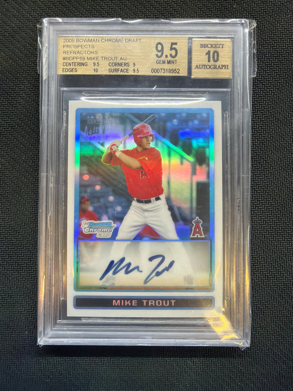 2009 Bowman Chrome Draft Mike Trout Refractor Auto /500 BGS 9.5 10 Angels