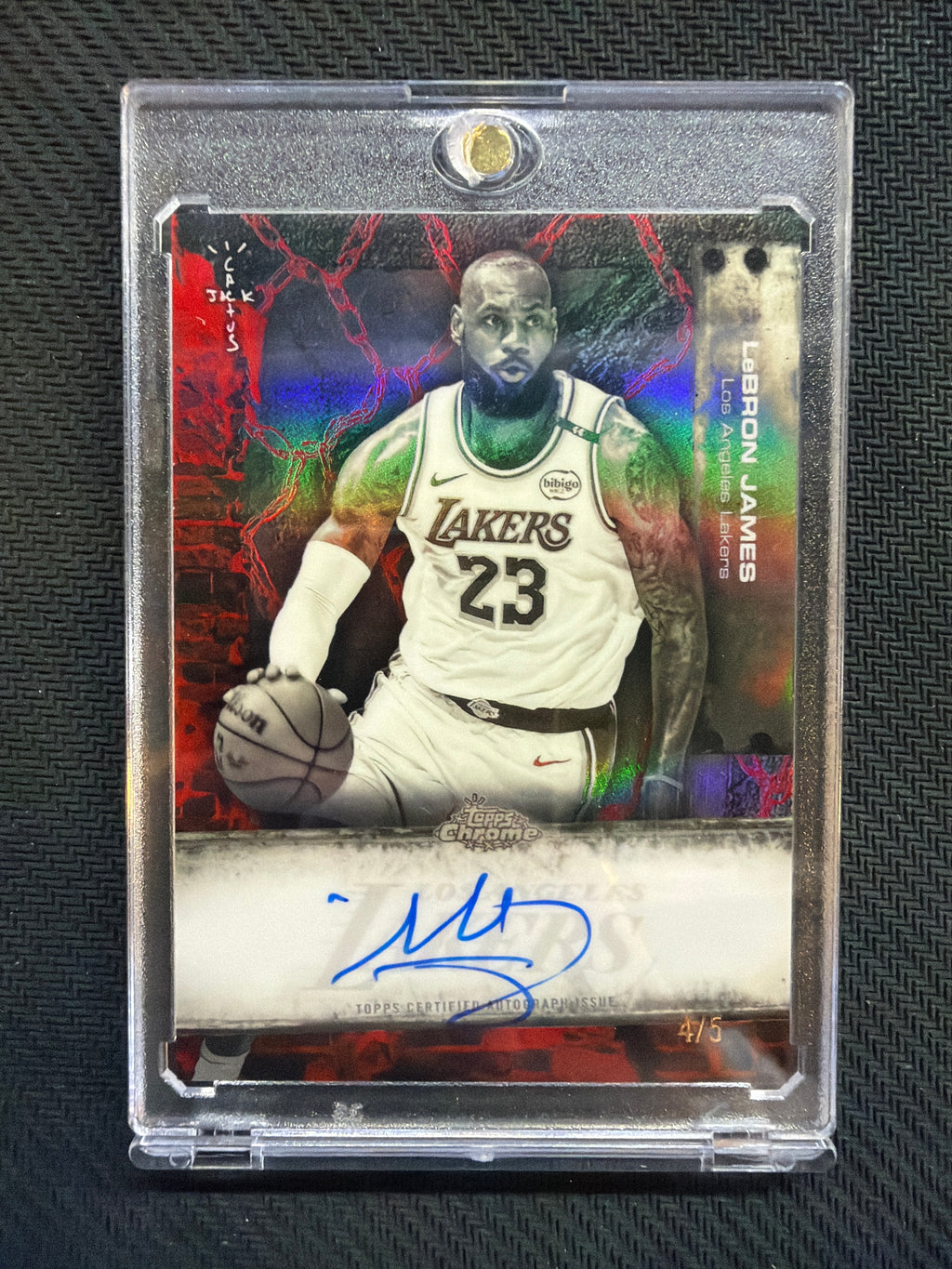 2025/26 Topps Chrome Cactus Jack LeBron James Red Auto /5 Lakers King Auto