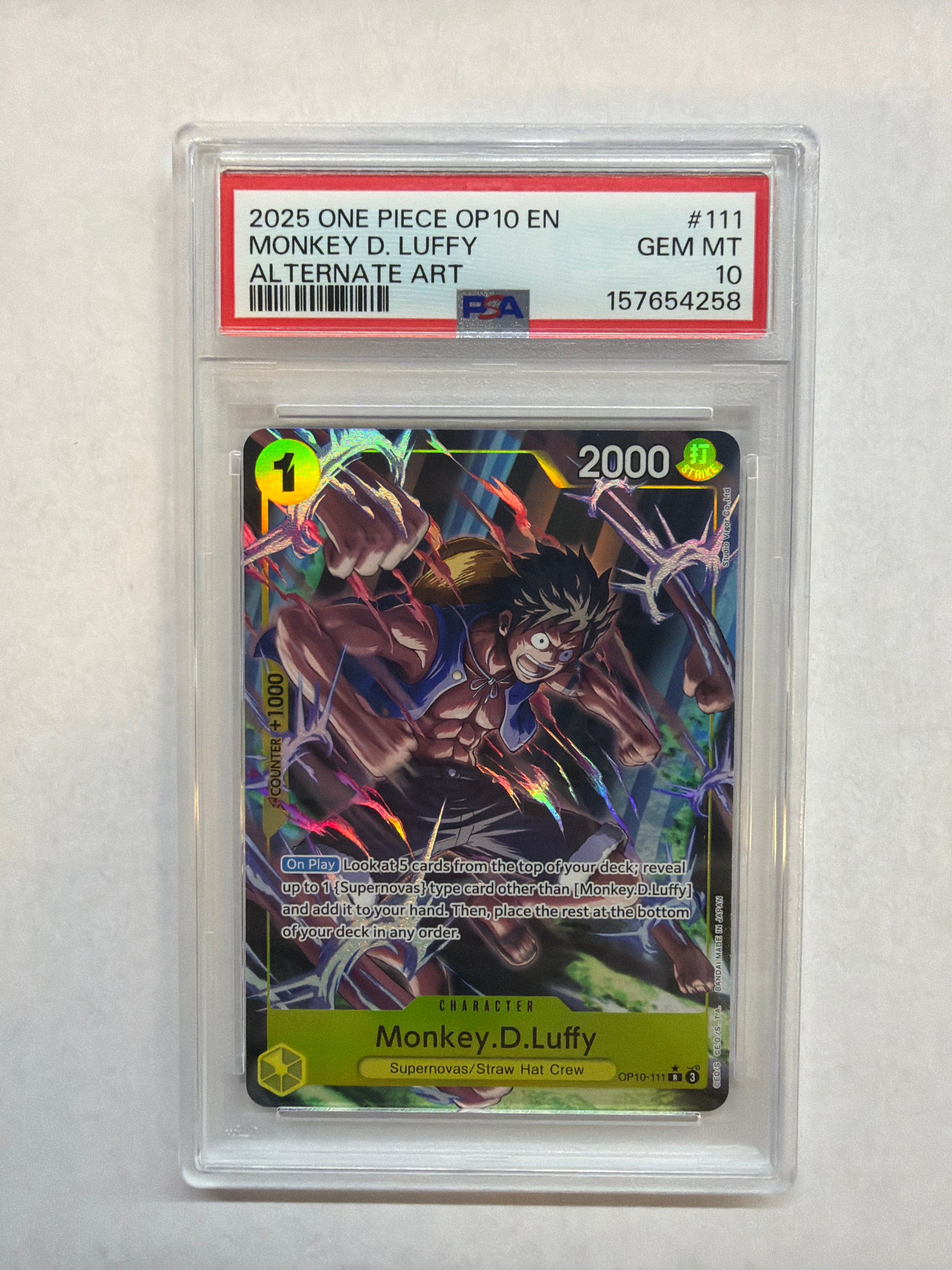 2025 One Piece OP10 Monkey D Luffy 111 Alt Art PSA 10
