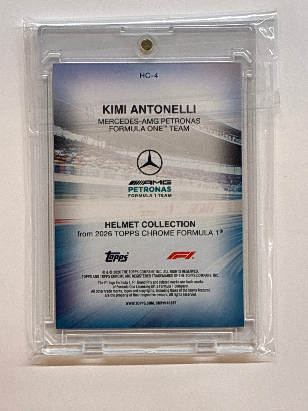 2026 Topps Chrome F1 Kimi Antonelli Helmet Collection Blue Refractor /150