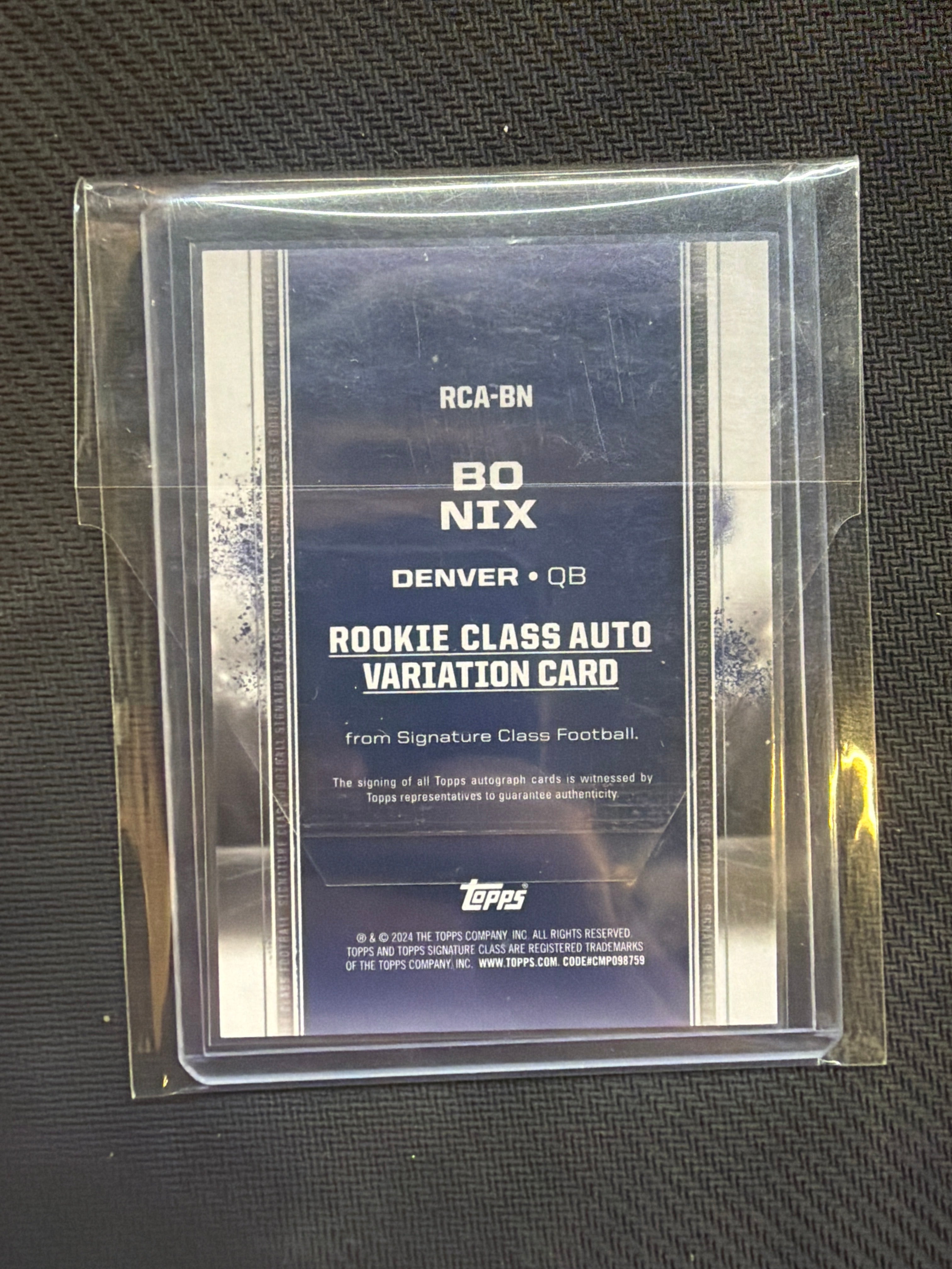 2024 Signature Class Bo Nix Rookie Auto