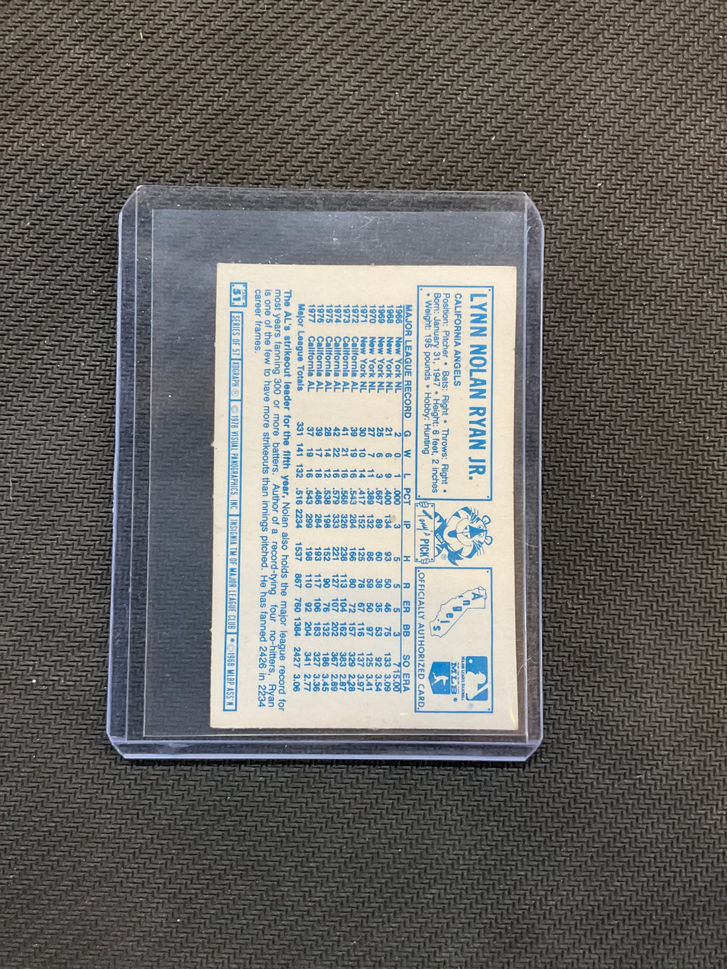 1978 Nolan Ryan Kellogg's  3-0 Super Stars