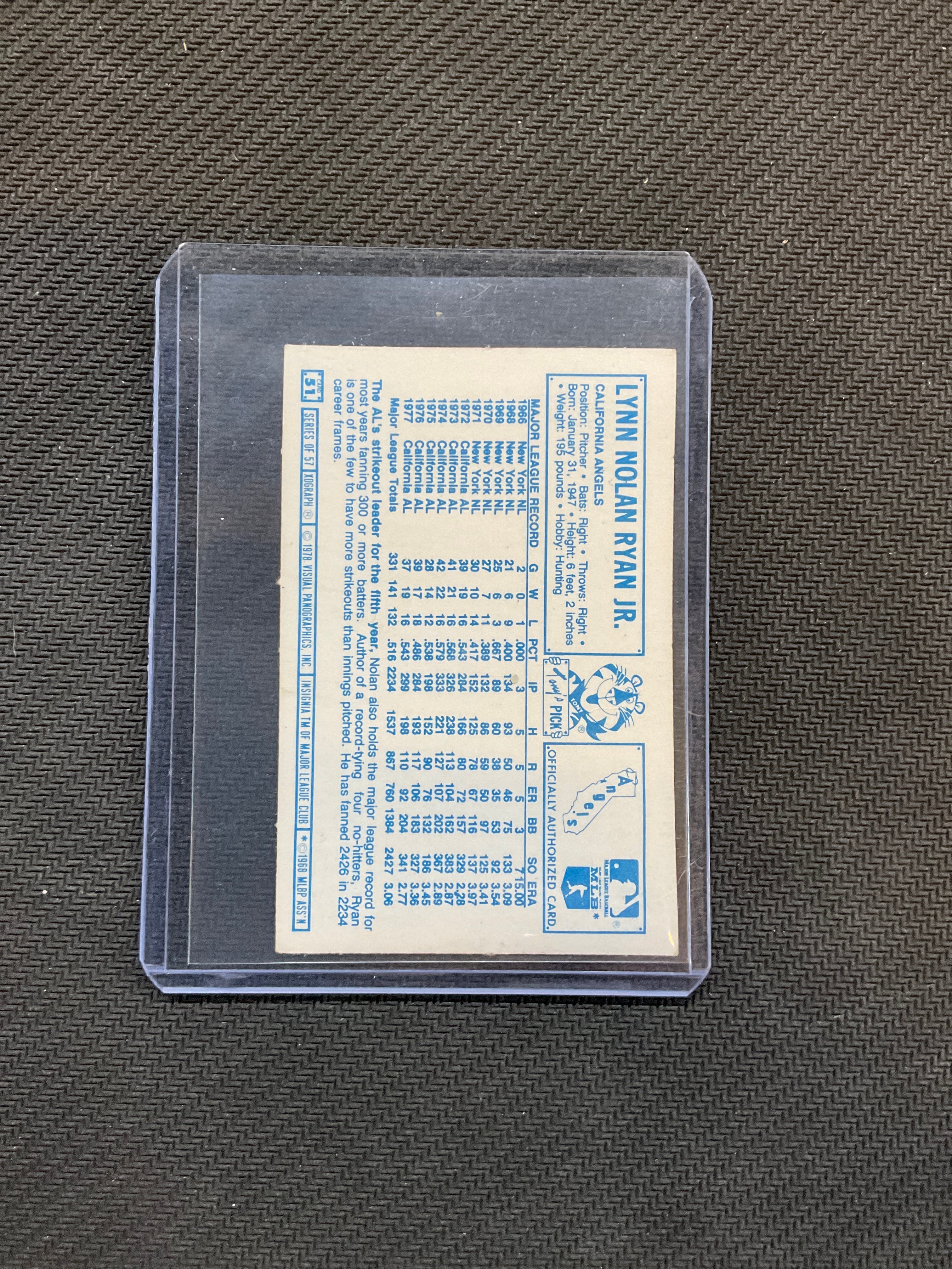 1978 Nolan Ryan Kellogg's  3-0 Super Stars