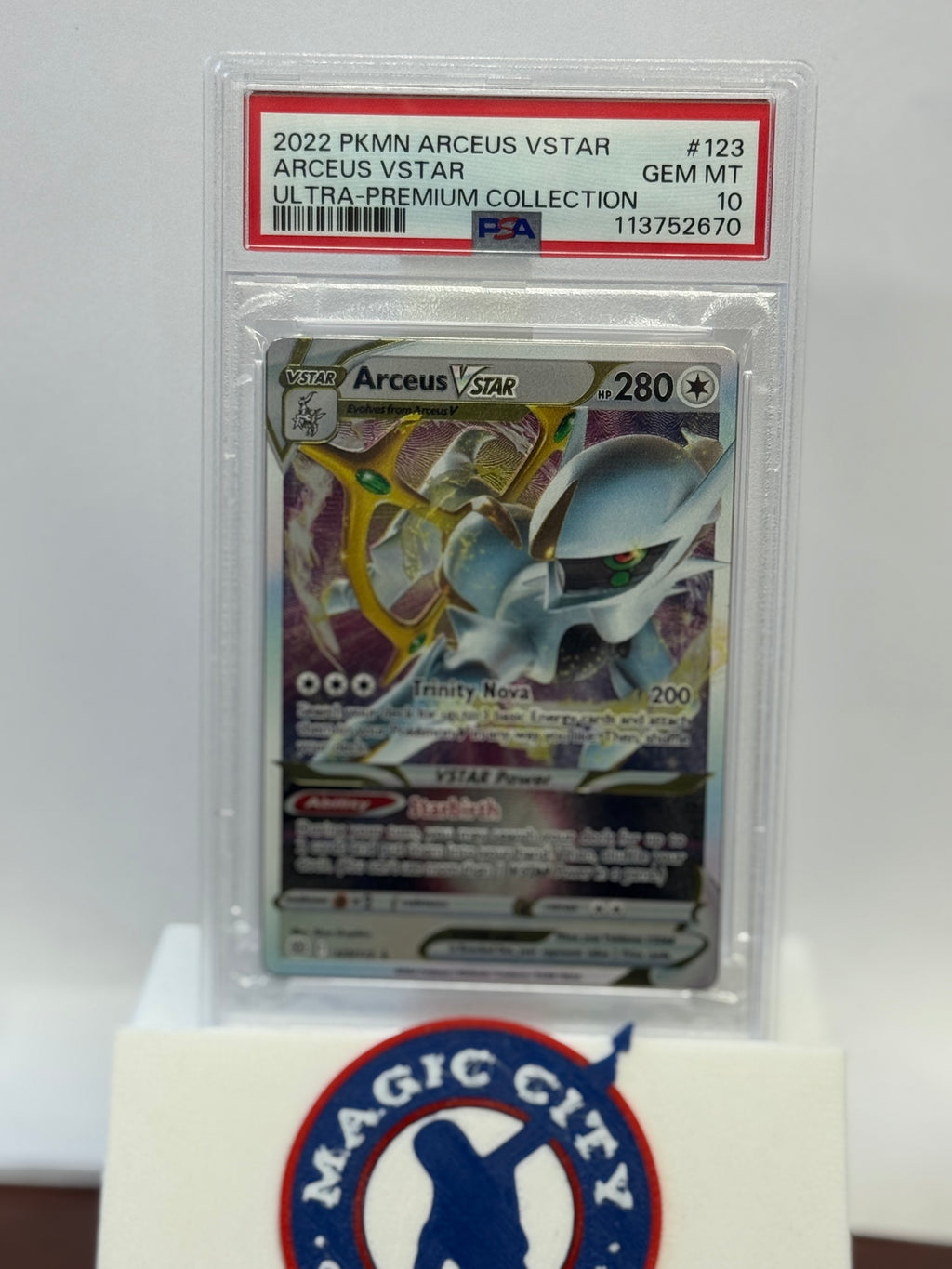 2022 Pokemon Promo Arceus Vstar Metal 123 PSA 10