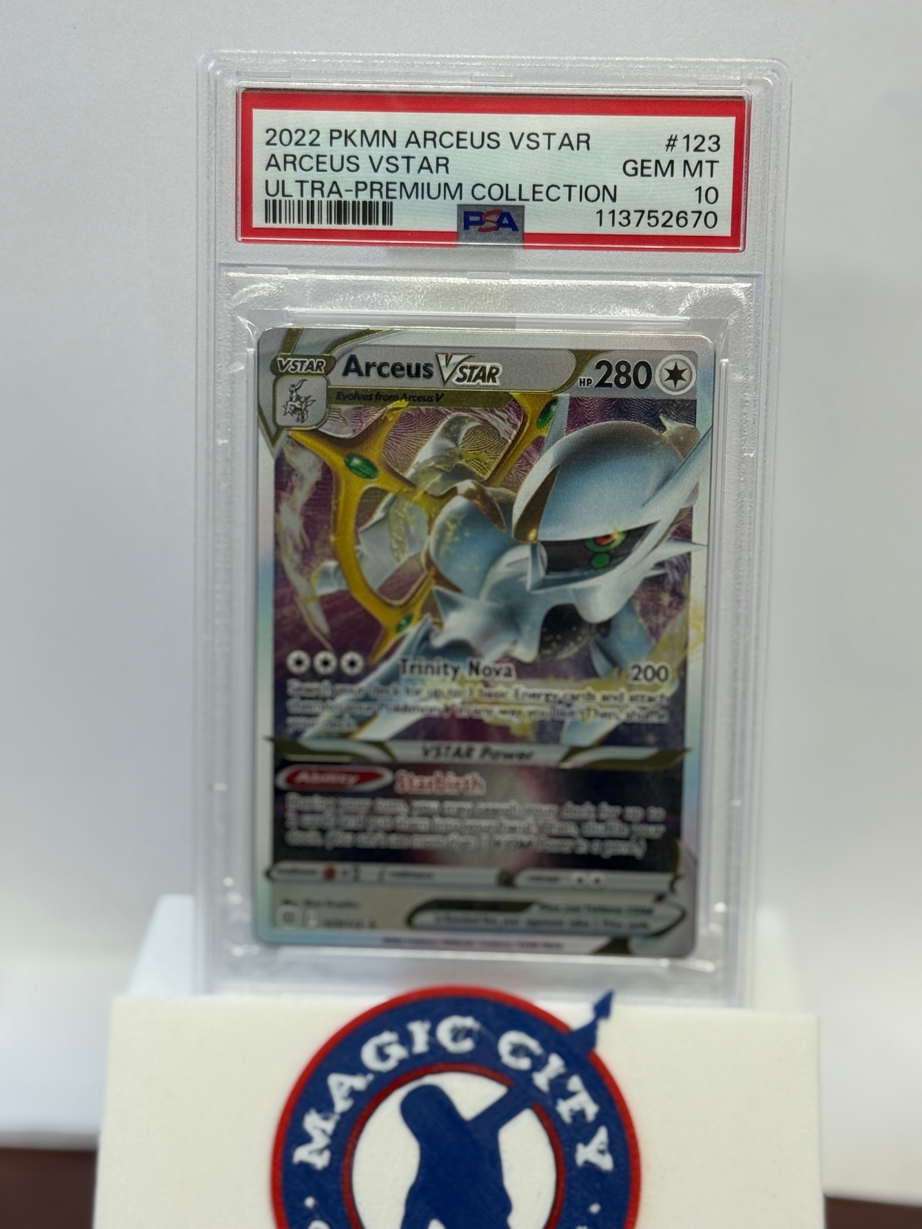 2022 Pokemon Promo Arceus Vstar Metal 123 PSA 10