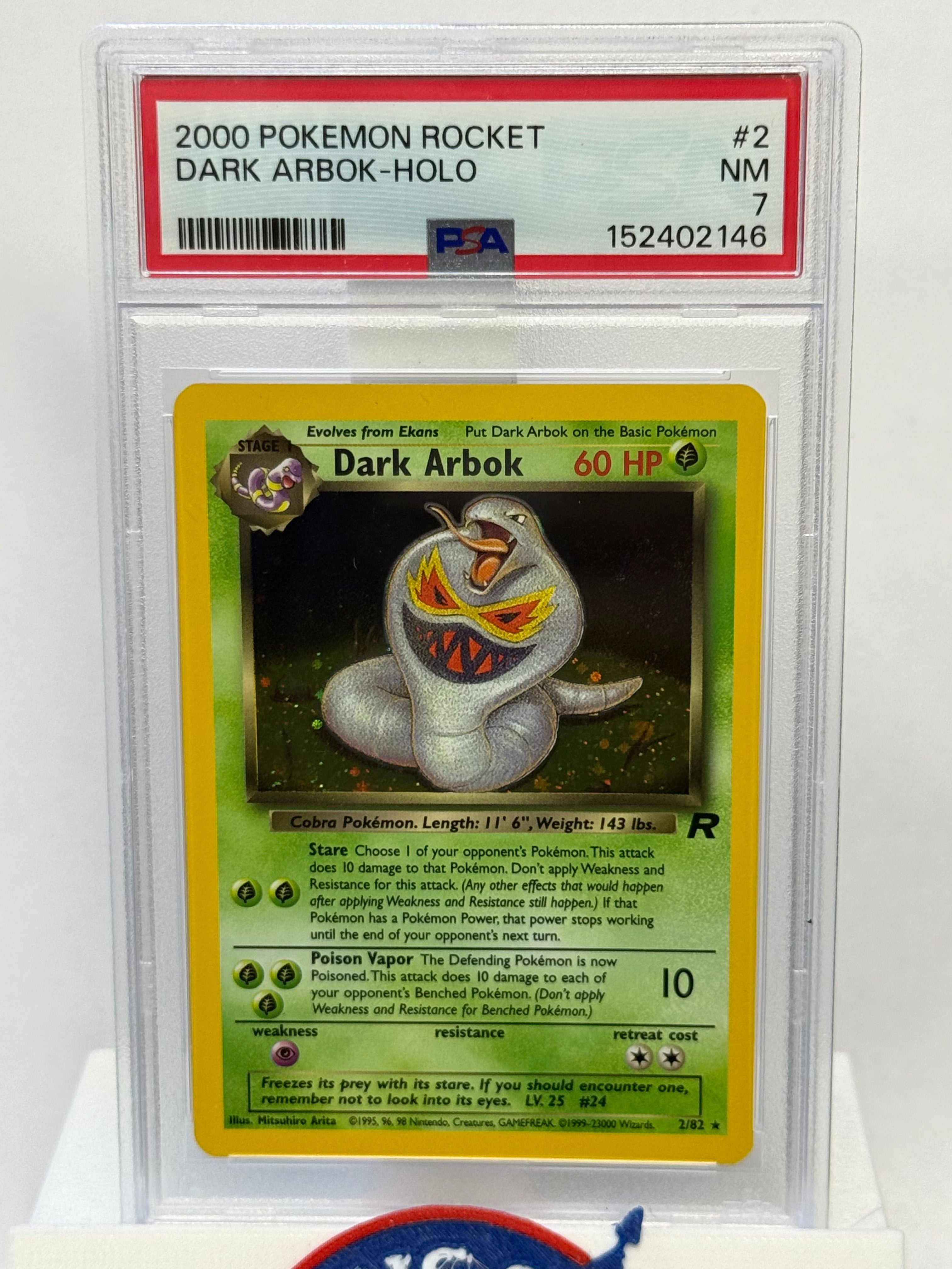 2000 Pokemon Rocket Dark Arbok Holo 2 PSA 7 - SWIRL!