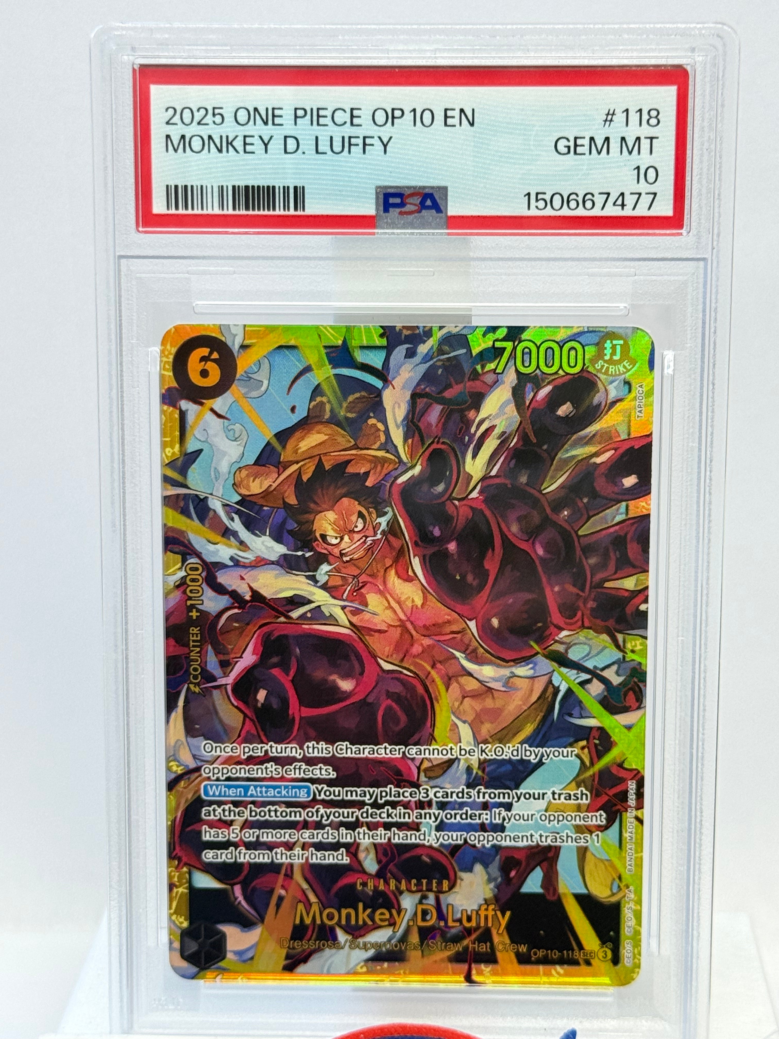 2025 One Piece OP10 Monkey D Luffy 118 PSA 10