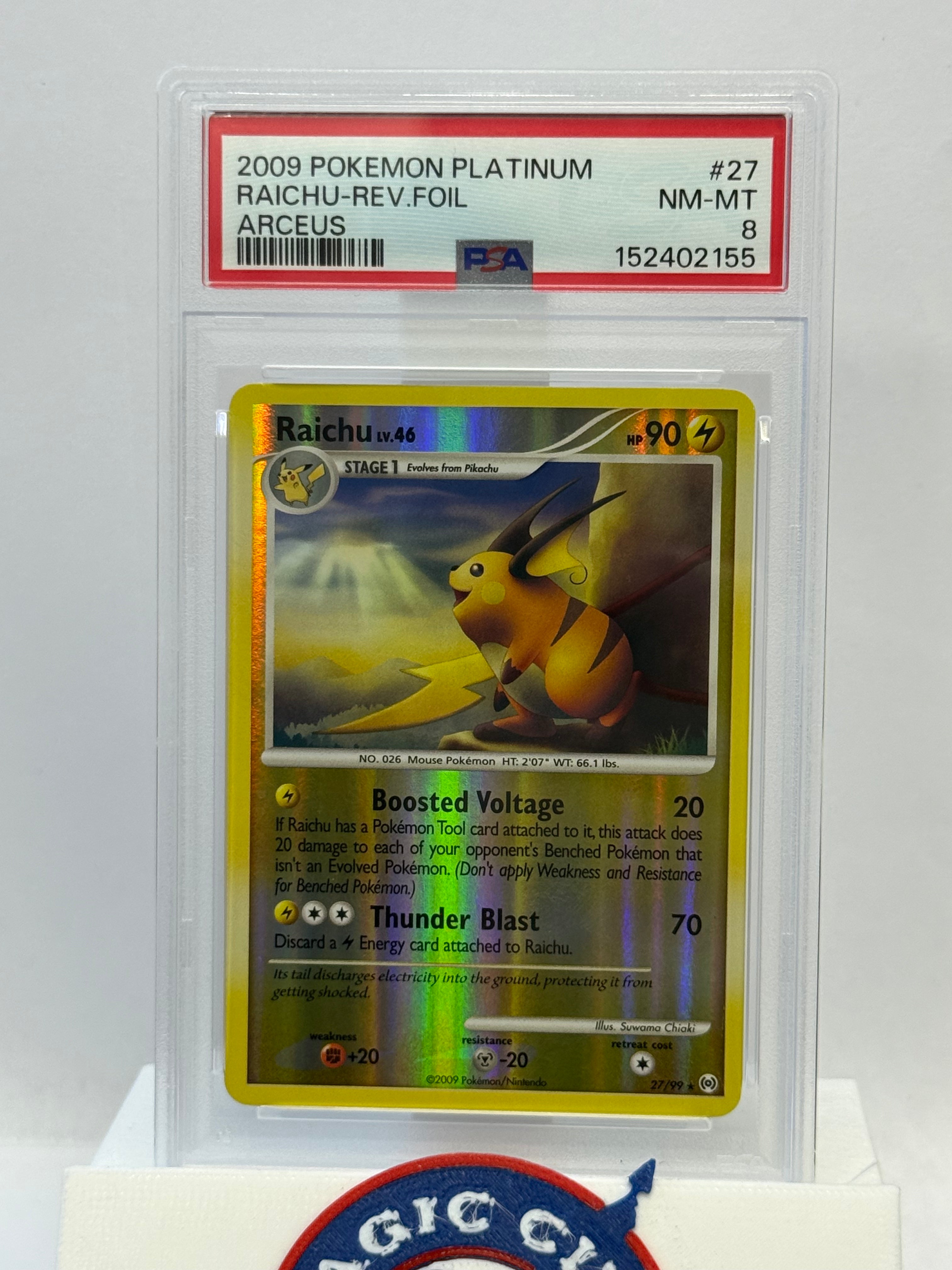 2009 Pokemon Platinum Raichu Reverse Holo 27 PSA 8
