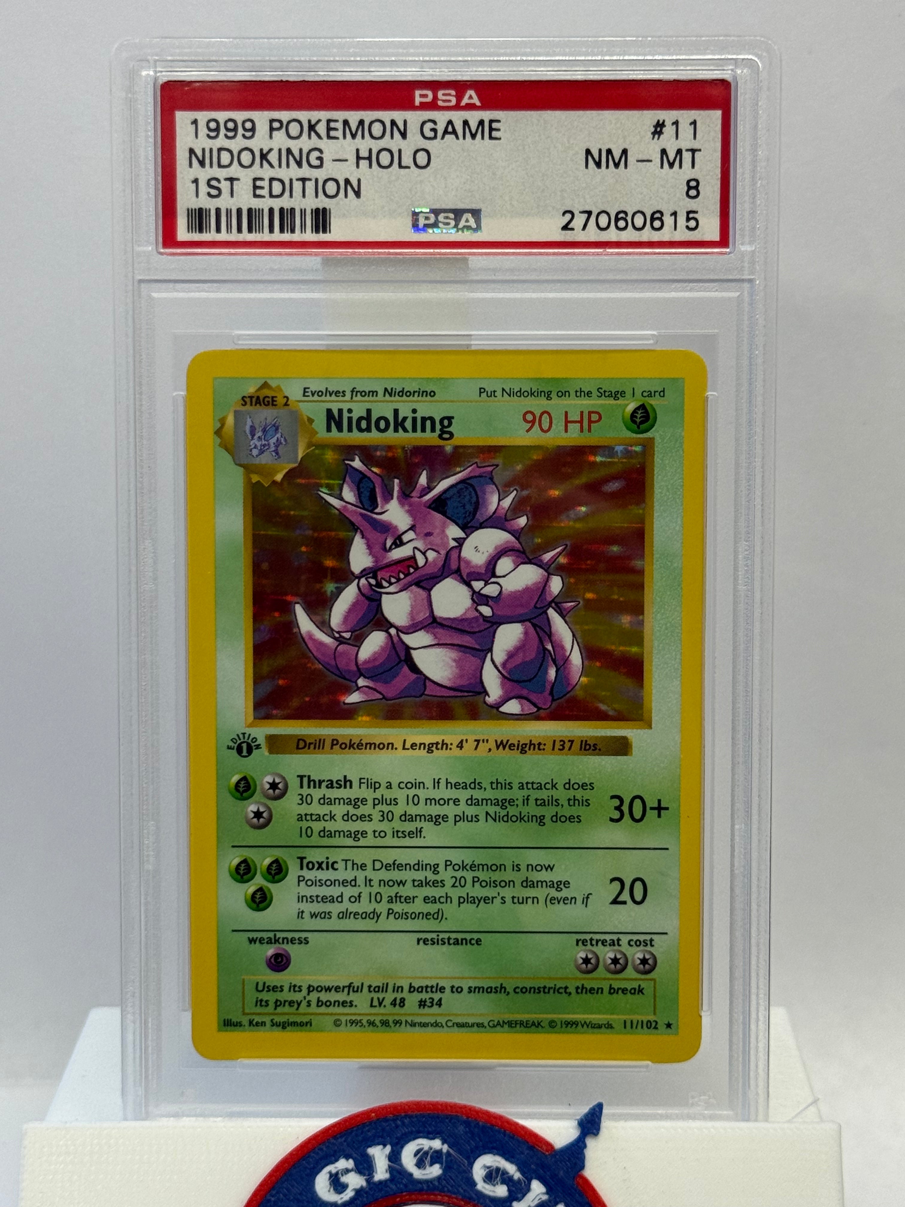 1999 Pokemon Nidoking Holo 11 1st Edition PSA 8
