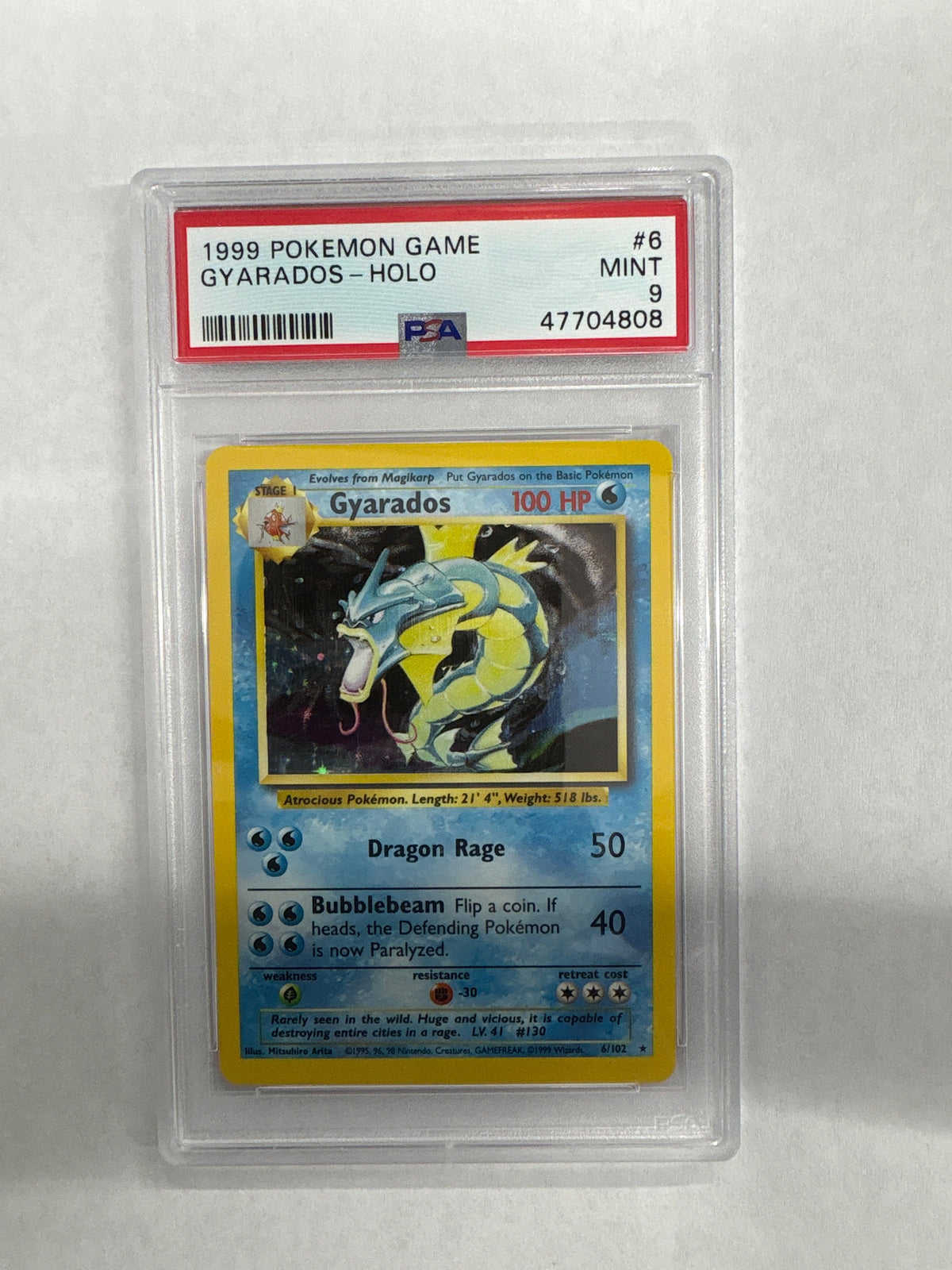 1999 Pokemon Base Set Gyarados Holo 6 PSA 9