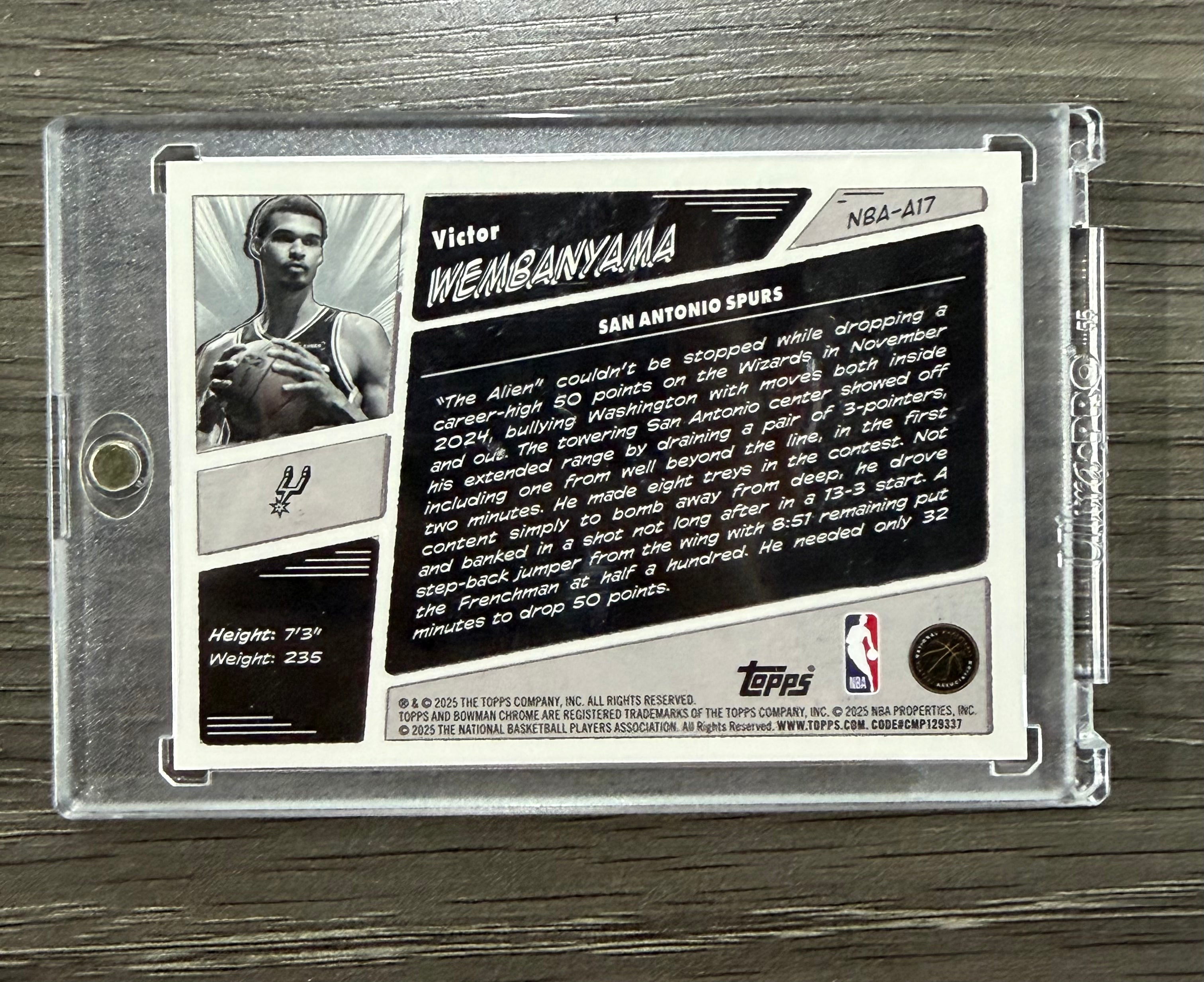 2025-26 Bowman Victor Wembanyama Anime Black /10 Spurs