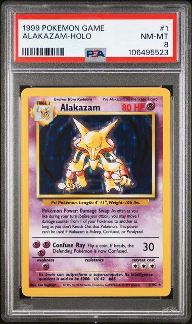 1998 Pokemon Base Alakazam Holo 1 PSA 8