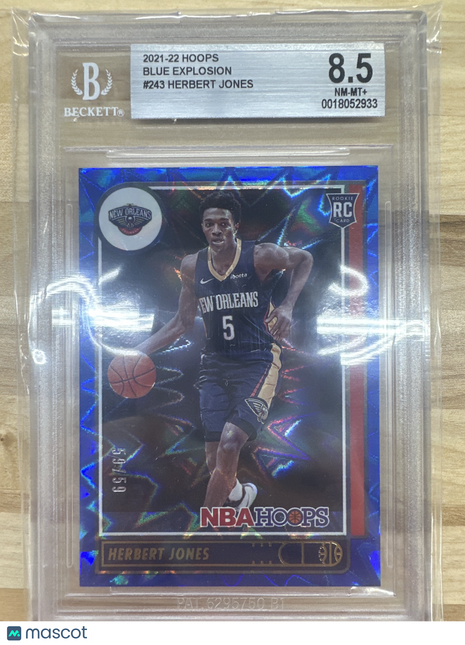 2021-22 Hoops Herbert Jones Blue Explosion /59 BGS 8.5