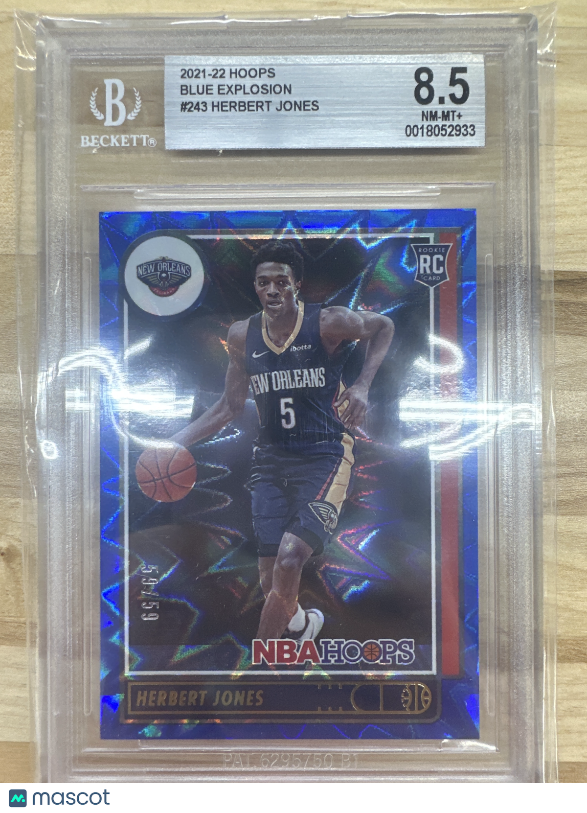 2021-22 Hoops Herbert Jones Blue Explosion /59 BGS 8.5