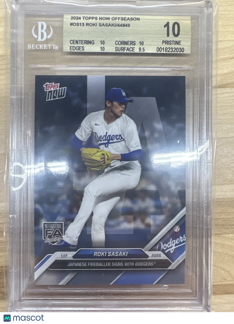 2024 Topps Now Offseason #OS13 Roki Sasaki BGS 10