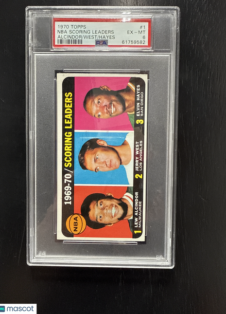 1970 Topps NBA Scoring Leaders Alcindor West Hayes #1 PSA 6