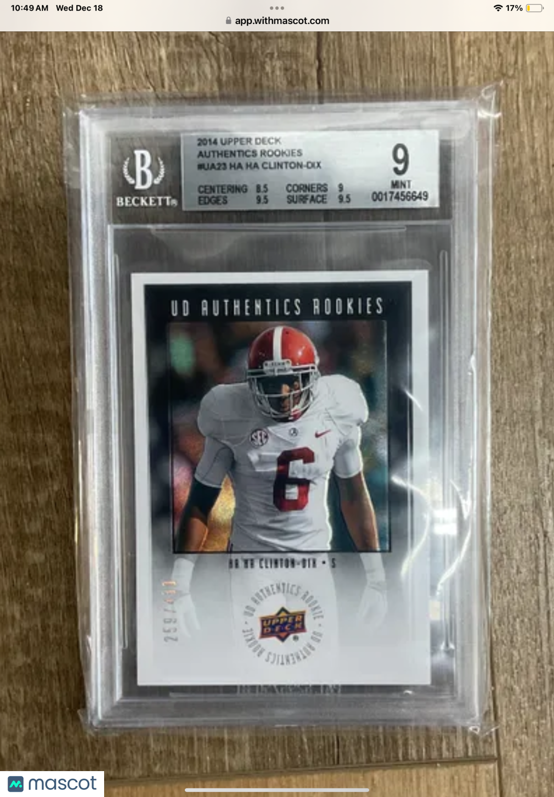 2014 Upper Deck Authentics Rookies Ha Ha Clinton-Dix #UA23 BGS 9