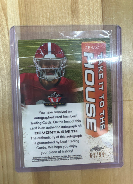 2021 Leaf Valiant Devonta Smith Take it to the House Rookie Auto /99