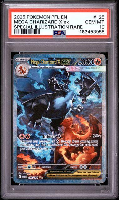 2025 Pokemon Phantasmal Flames Mega Charizard X ex 125 PSA 10