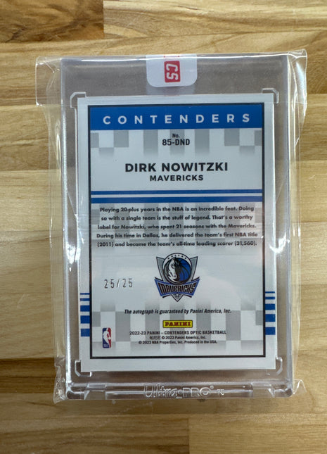2022-23 Contenders Optic Dirk Nowitzki Blue Auto /25 Dallas