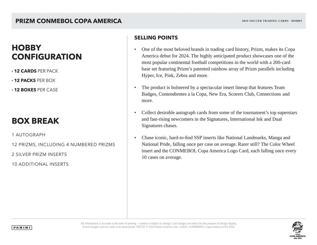 2024 Panini Copa America Soccer Hobby Box
