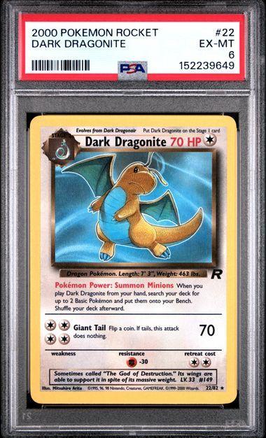 2000 Pokemon Rocket Dark Dragonite #22 PSA 6