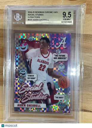 2024-25 Bowman U Chrome Aiden Sherrell Social Studies X-Fractor BGS 9.5
