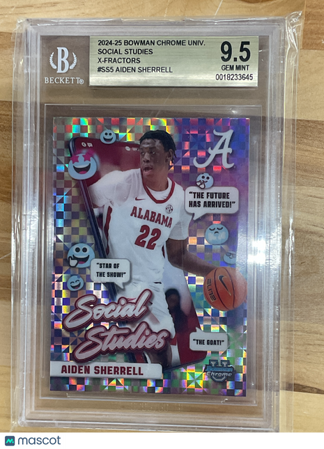 2024-25 Bowman U Chrome Aiden Sherrell Social Studies X-Fractor BGS 9.5