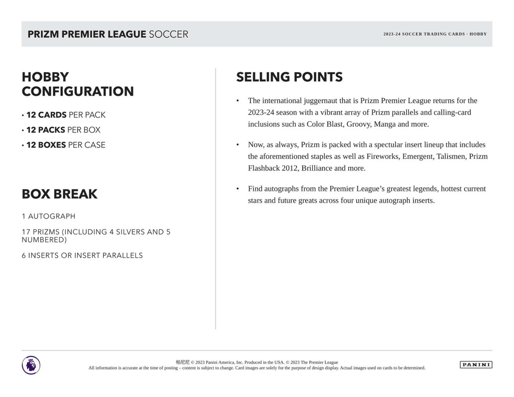 2023-24 Panini Prizm Premier League Soccer Hobby Box