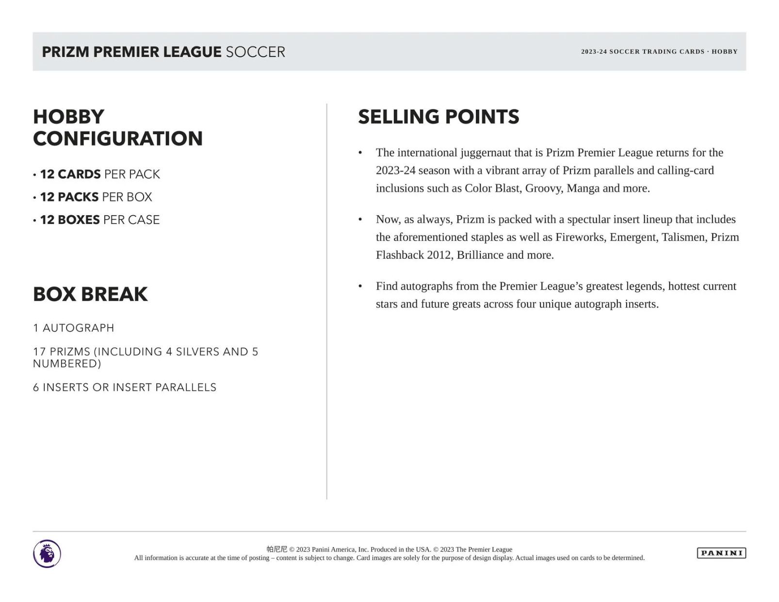 2023-24 Panini Prizm Premier League Soccer Hobby Box