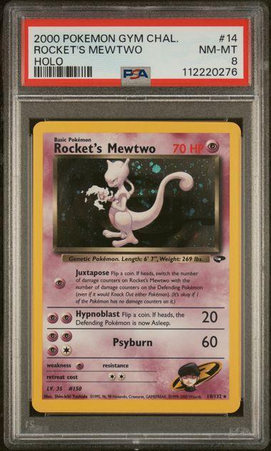 2000 Pokemon Gym Challenge Rocket's Mewtwo 14 PSA 8