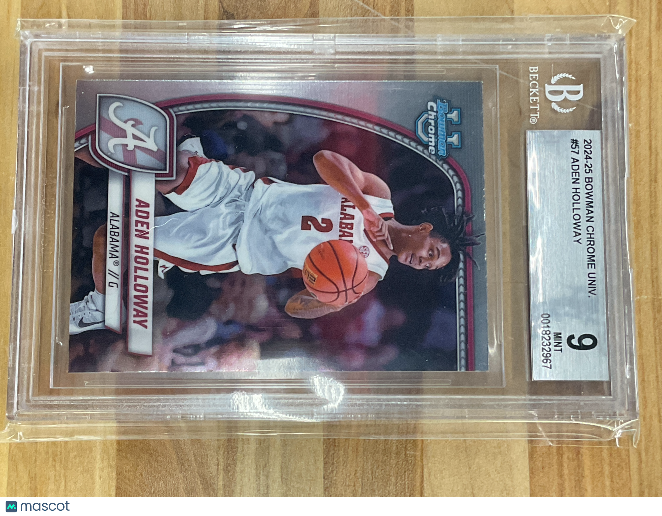 2024-25 Bowman U Chrome Aden Holloway Rookie BGS 9 Alabama