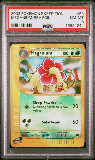 2002 Pokemon Expedition Meganium Reverse Holo 53 PSA 8
