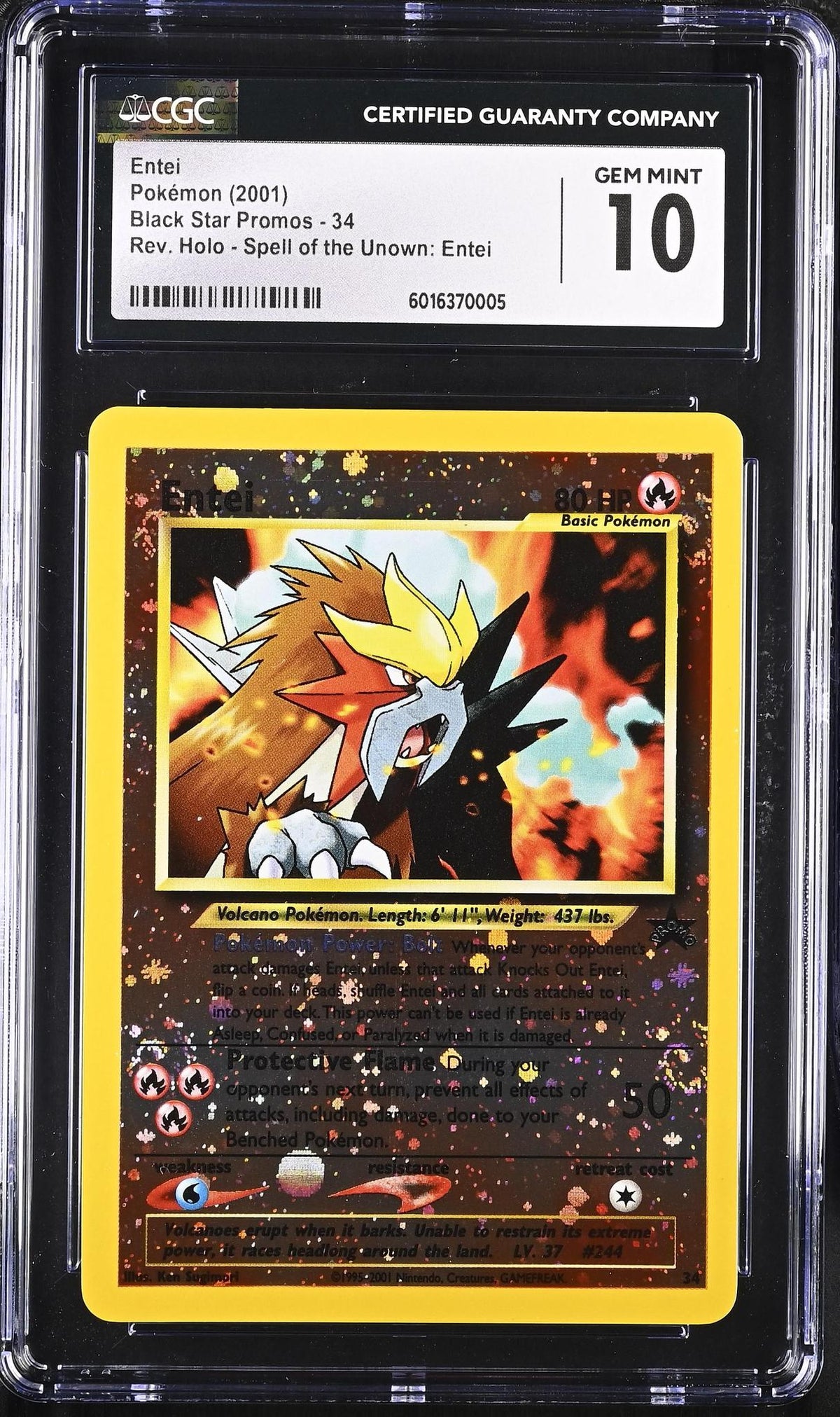 2001 Pokemon Spell of the Unknown Entei Promo 34 CGC 10 - 4 SWIRLS!