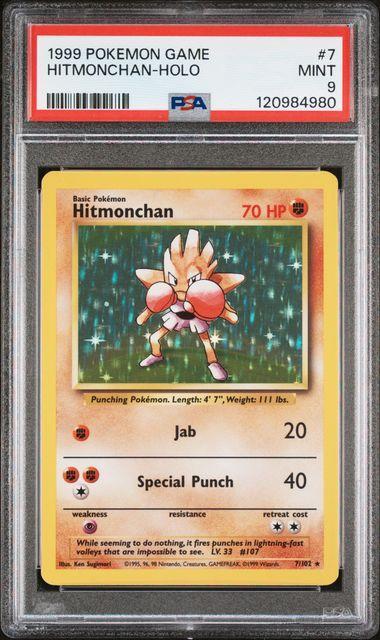 1999 Pokemon Base Hitmonchan 7 Holo PSA 9