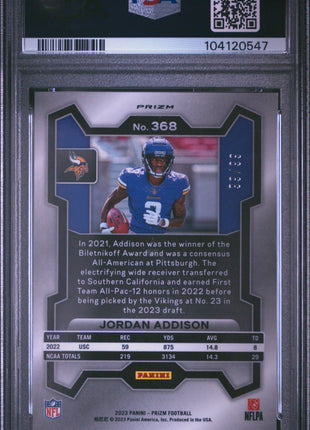 2023 Panini Prizm Jordan Addison Blue Ice #368 PSA 10
