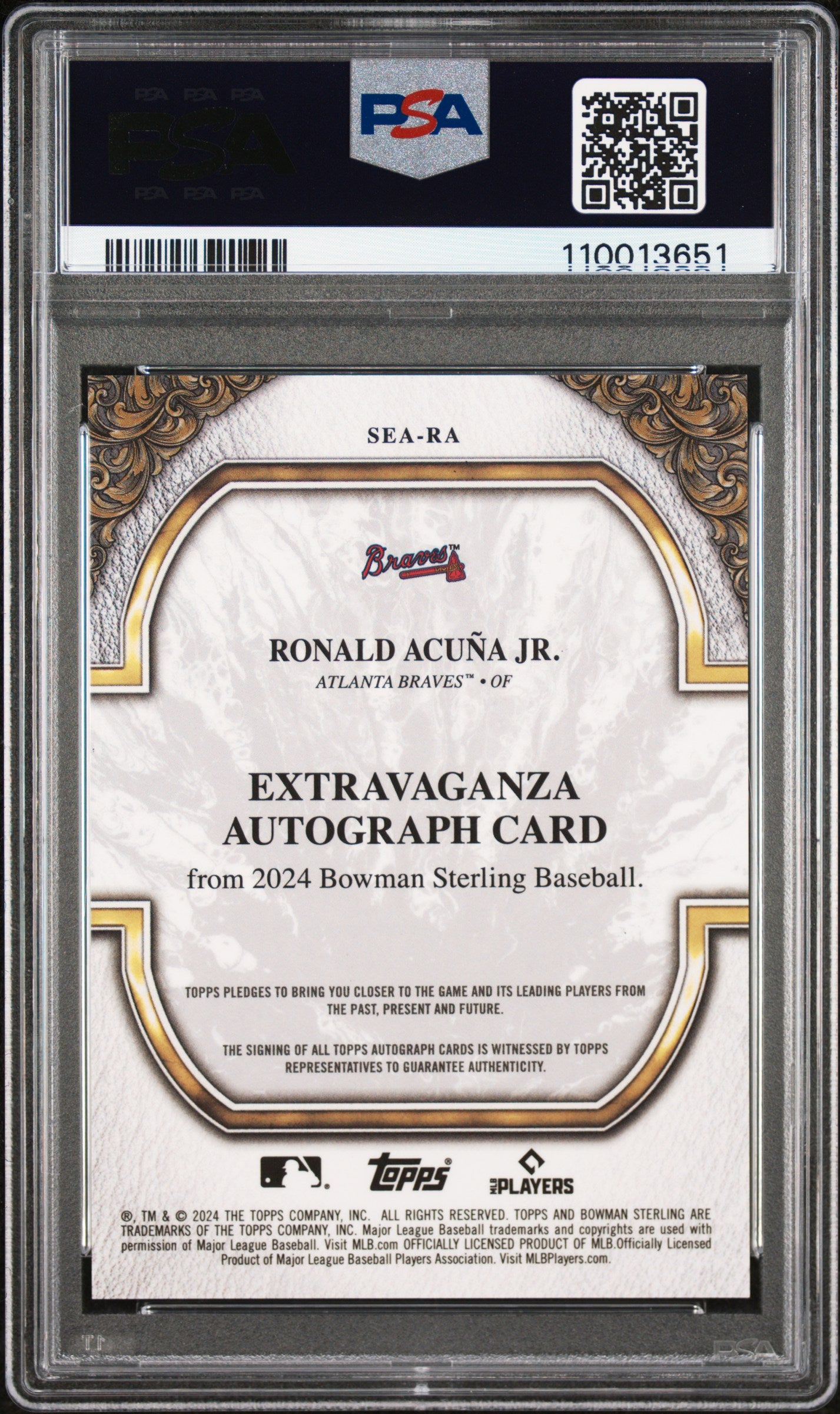2024 Bowman Sterling Sterling Extravaganza Autographs Ronald Acuna JR. #SEARA PSA 9