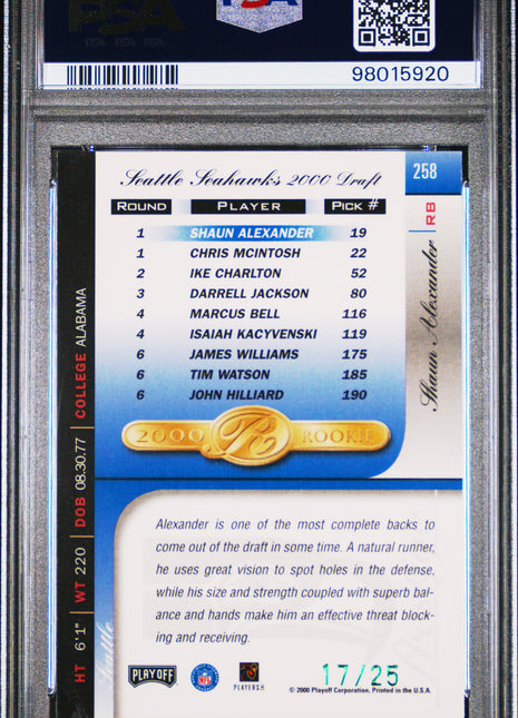2000 Playoff Prestige Shaun Alexander Spectrum Green #258 PSA 9