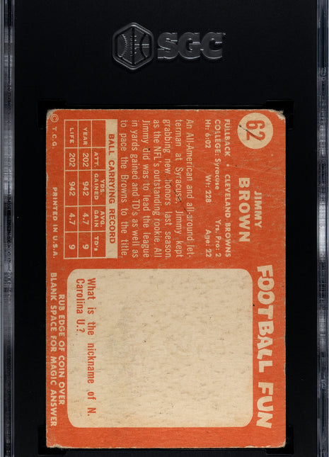 1958 Topps Jimmy Brown #62 SGC 1