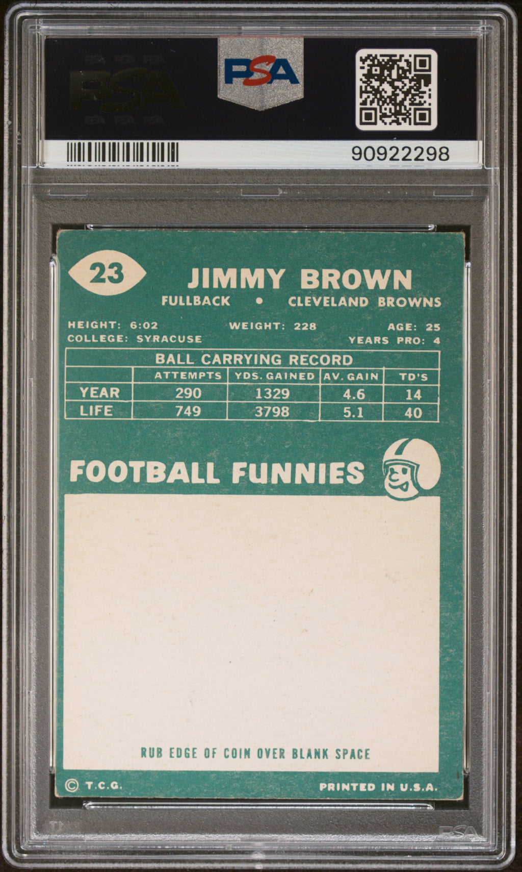 1960 Topps Jim Brown #23 PSA 3