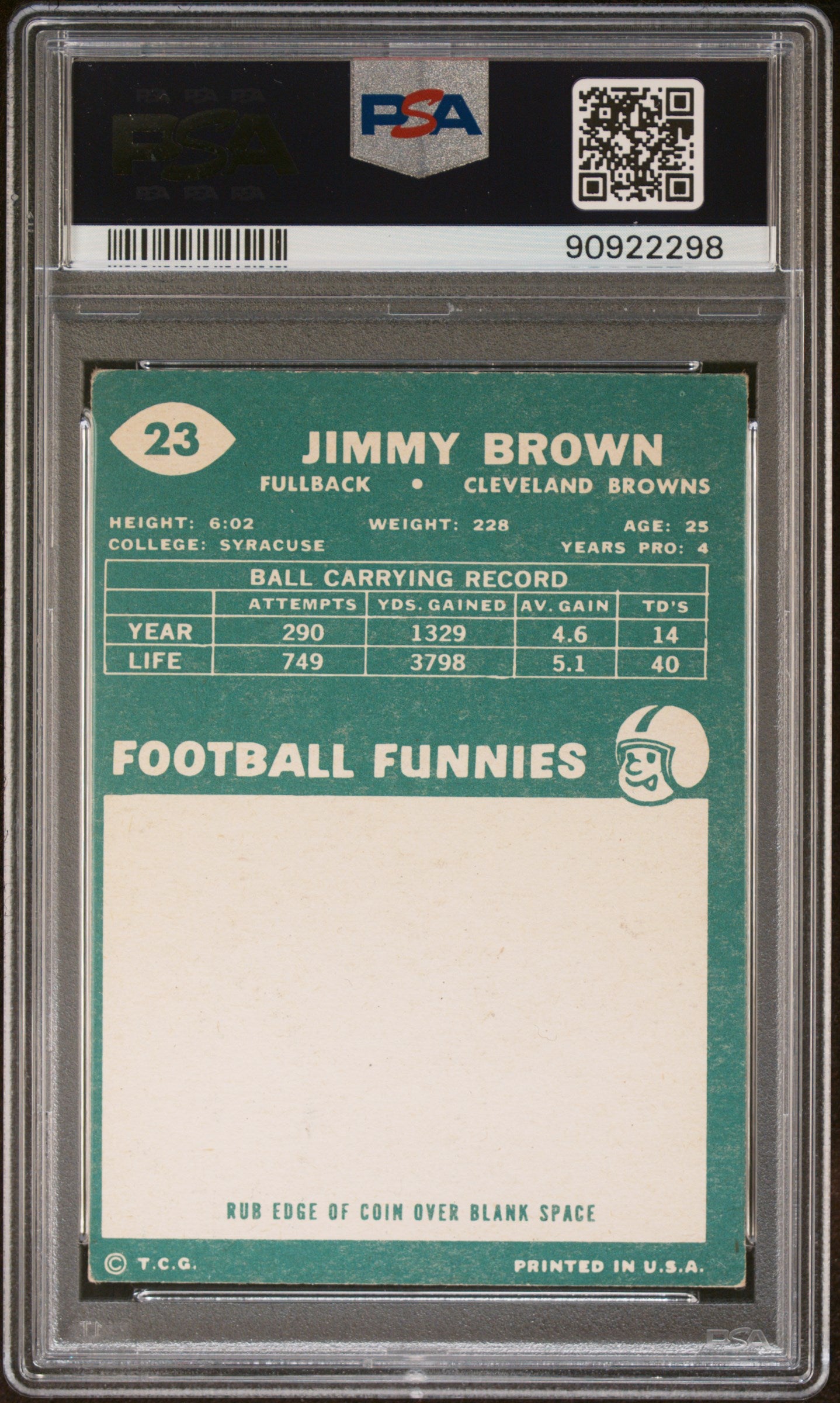 1960 Topps Jim Brown #23 PSA 3
