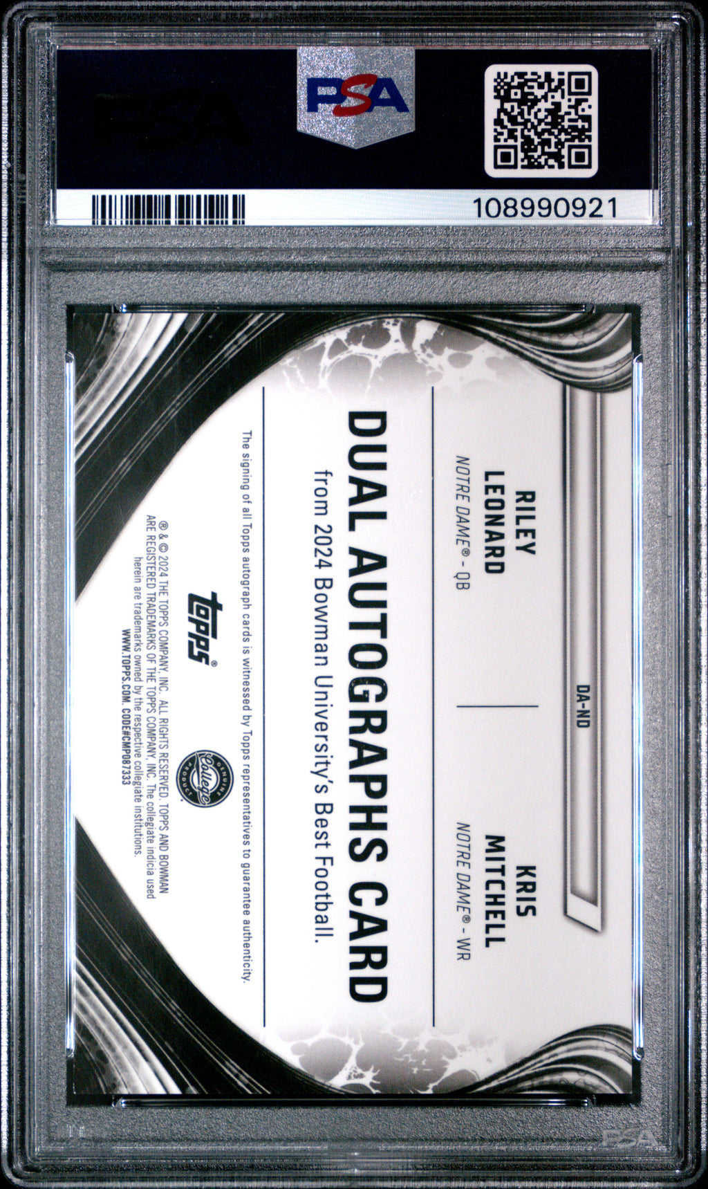 2024 Bowman Best Dual Auto Mitchell Leonard Red Geometric #ND 03/10 PSA 9