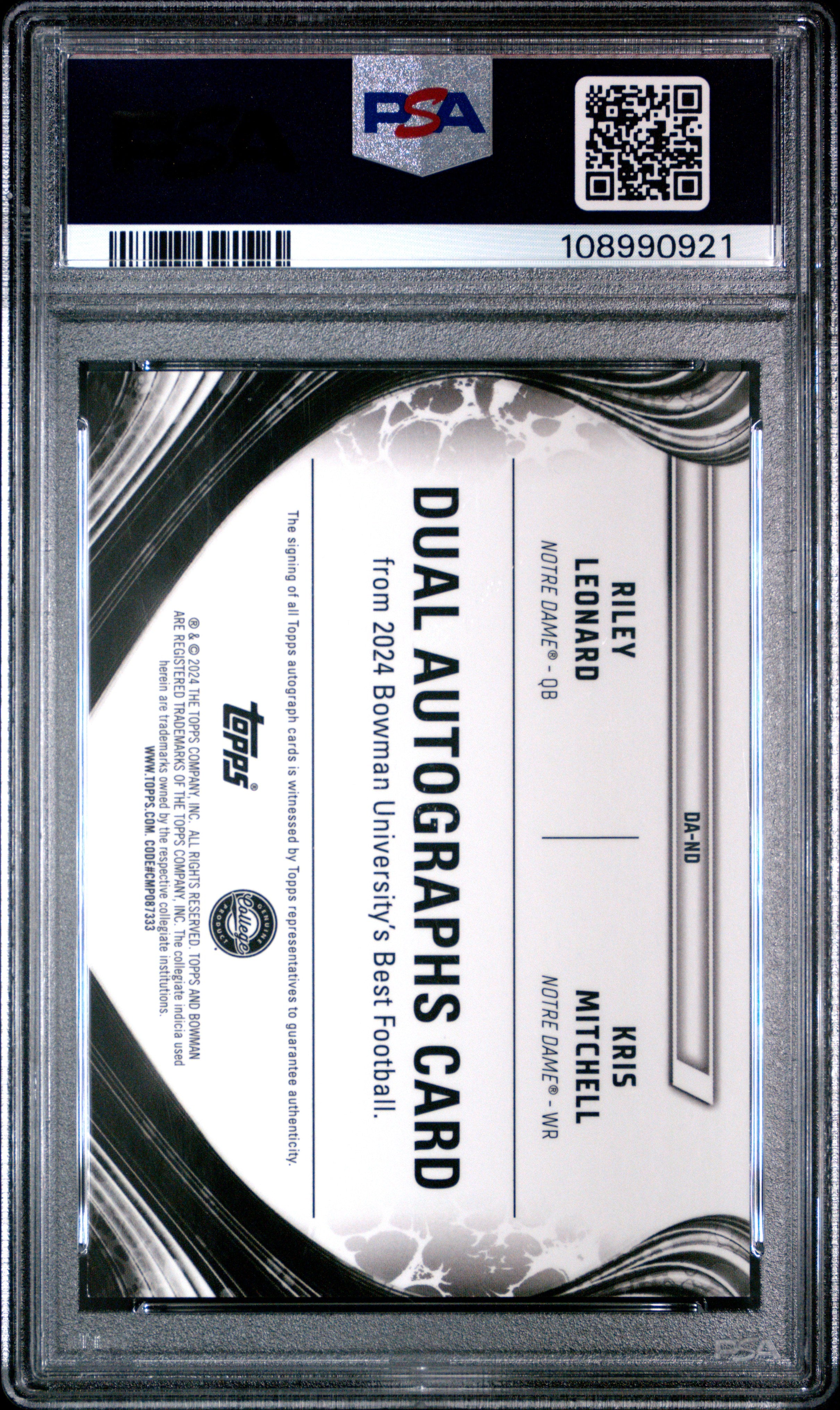 2024 Bowman Best Dual Auto Mitchell Leonard Red Geometric #ND 03/10 PSA 9
